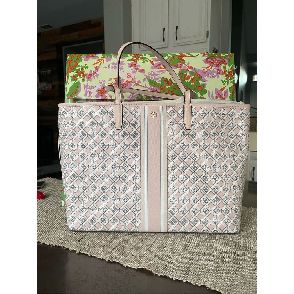 New Tory Burch geo logo monogram pattern allover pink - Picture 4 of 12